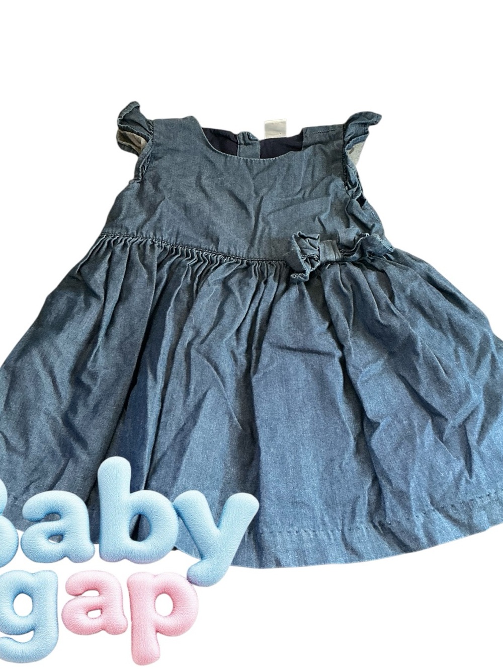 GAP Dark Blue Denim-Style Ruffle Sleeve Dress 👗 size 18-24